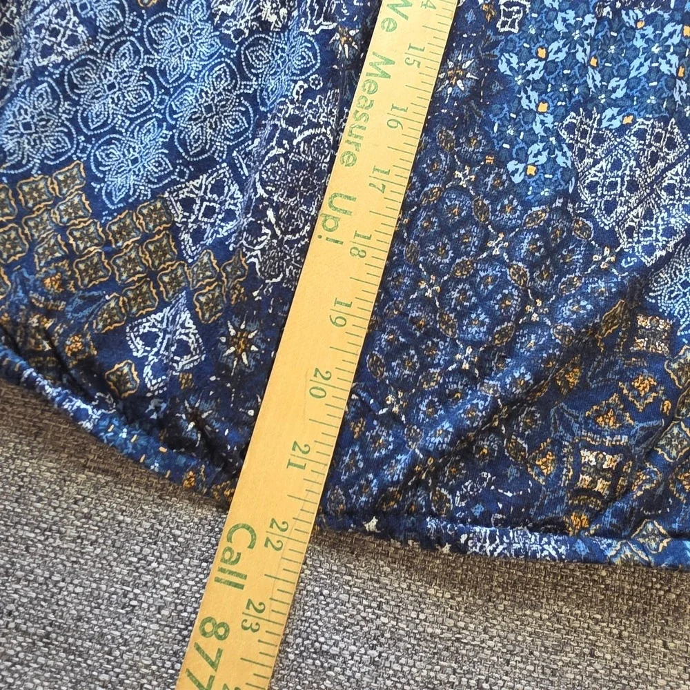 MICHAEL Michael Kors Blue Patterned 3/4 Sleeve Blouse Top - Petite S